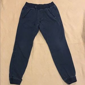 Navy blue jean joggers